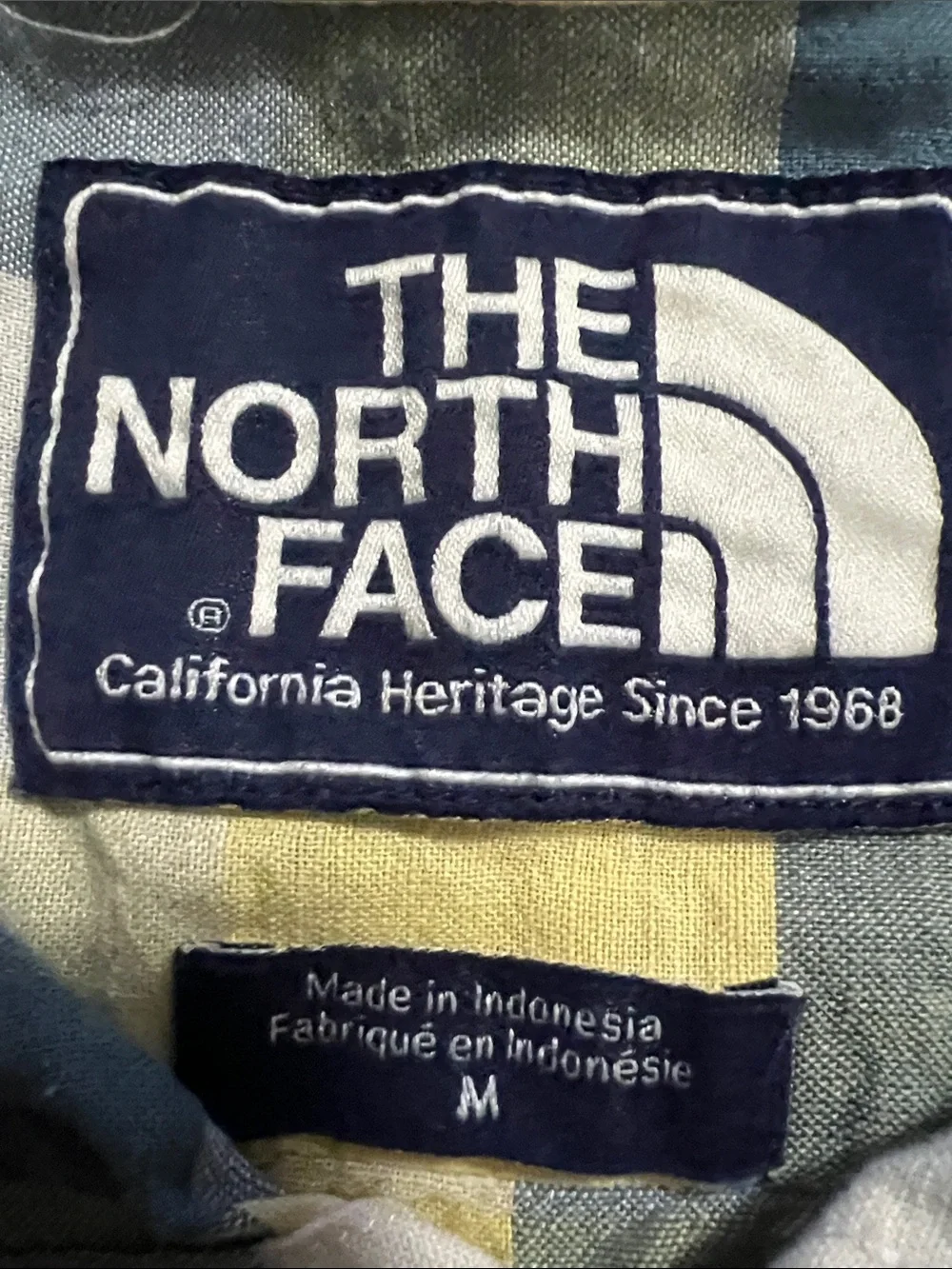 The North Face Yellow and Blue Plaid Short-Sleeve Button-Down Shirt